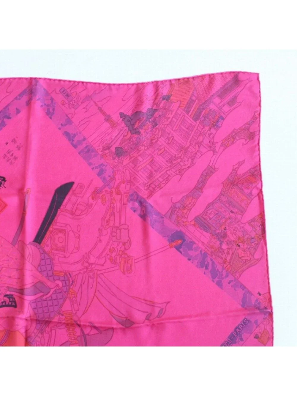 Hermes Carre 90 Scarf Craftsmen Dip Dye Pink Silk 100% Pawn
